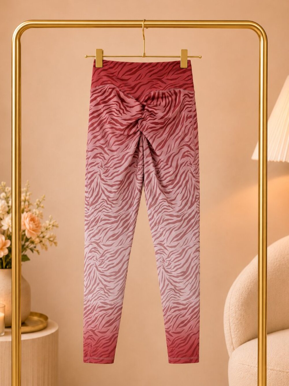 NoireBlanc M Pink Zebra Gradient High Waist Leggings Animal Print Activewear NB